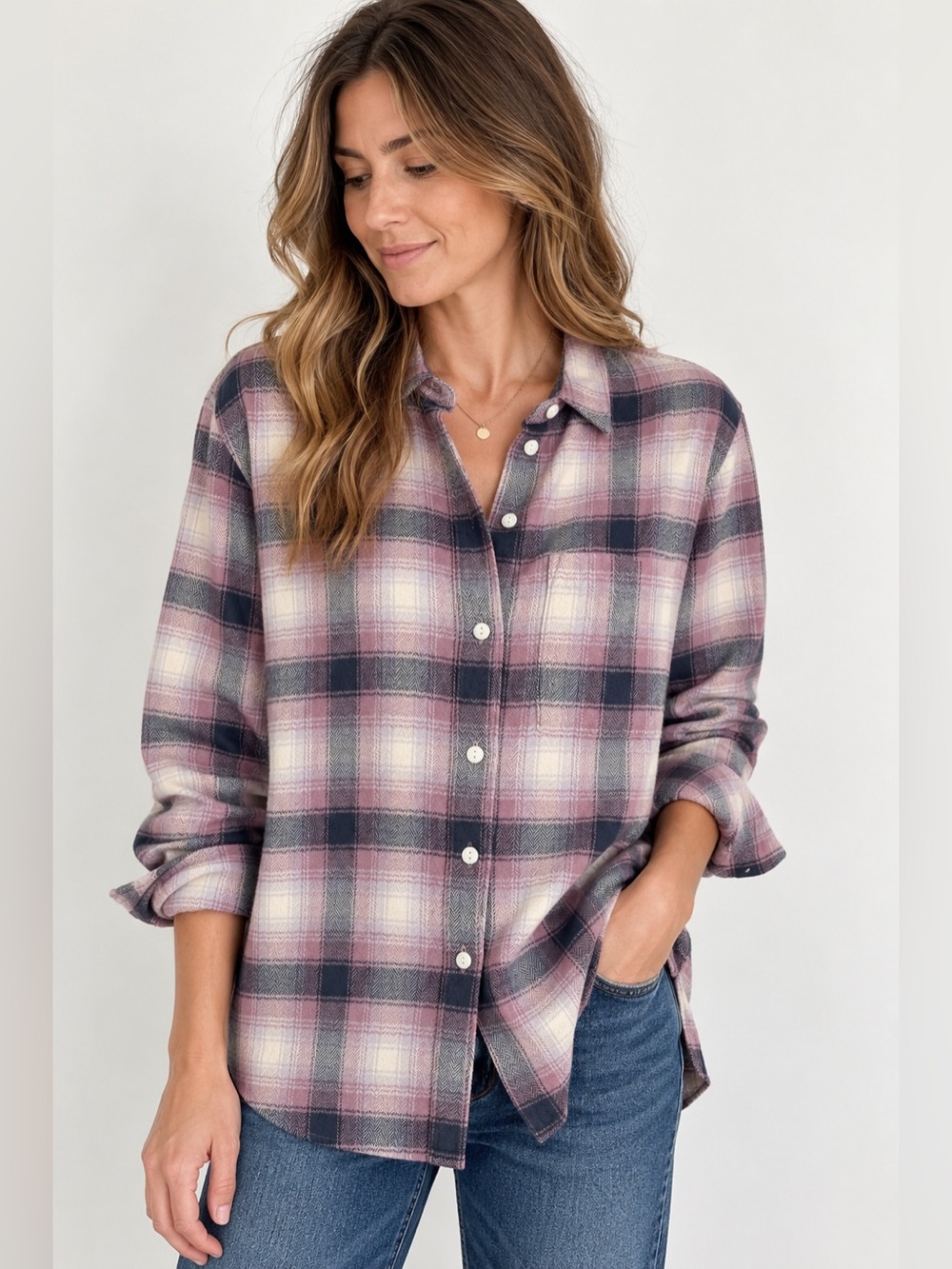 Madewell Oversized Ex-Boyfriend Flannel Shirt Lenore Plaid XS